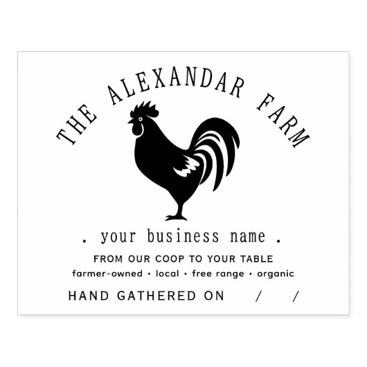 Rustieke kip gepersonaliseerde eierdoos rubberstempel (Afrduk)