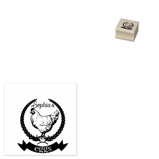 Rustieke kip Gepersonaliseerde naam Kip ei Rubberstempel (Gestempeld)