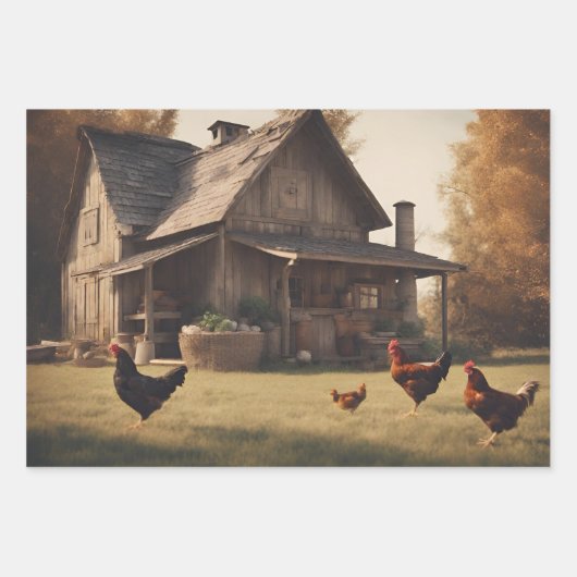 rustieke kip inpakpapier vel (Voorkant 3)