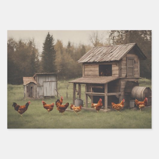 rustieke kip inpakpapier vel (Voorkant 2)