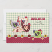 Rustieke Kippen en Haan Ontwerp Paasbrunch Kaart (Voorkant)