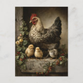 Rustieke kippenhoen met kippen briefkaart (Voorkant)