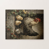 Rustieke kippenhoen met kippen legpuzzel (Horizontaal)