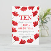 Rustieke klaproos 10e verjaardag wilde bloem rood  kaart (Staand voorkant)