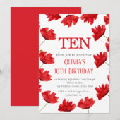 Rustieke klaproos 10e verjaardag wilde bloem rood kaart (Voorkant / Achterkant)
