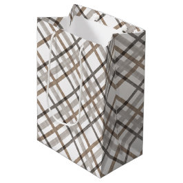 Rustieke Klasse Elegante Neutrale Plaid Patroon Medium Cadeauzakje