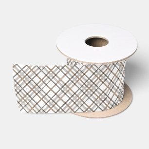 Rustieke Klasse Elegante Neutrale Plaid Patroon Satijnen Lint