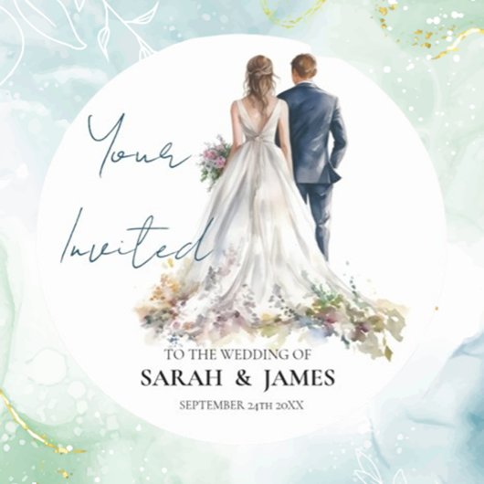 Rustieke klassieke Boho bloemenbruiloft Ronde Sticker