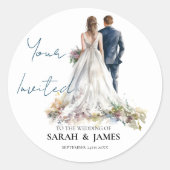 Rustieke klassieke Boho bloemenbruiloft Ronde Sticker (Voorkant)