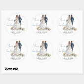 Rustieke klassieke Boho bloemenbruiloft Ronde Sticker (Vel)