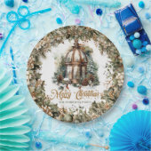 Rustieke klassieke groene en gouden kerstlantaarn papieren bordje (Feest)