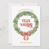 Rustieke klassieke krans aangepaste familienaam ke feestdagenkaart (Voorkant)