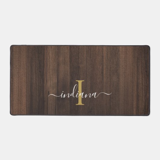 Rustieke klassieke monogram scriptnaam gepersonali bureaumat (Voorkant)