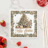 Rustieke klassieke salie groen en kerstboom servet (Insitu)