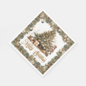 Rustieke klassieke salie groen en kerstboom servet (Hoek)