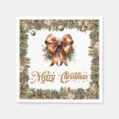 Rustieke klassieke salie groen goud kerstlint servet (Voorkant)