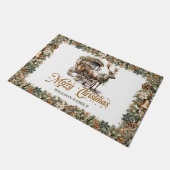 Rustieke klassieke salie groen Kerstmis rendieren Deurmat (Schuin)