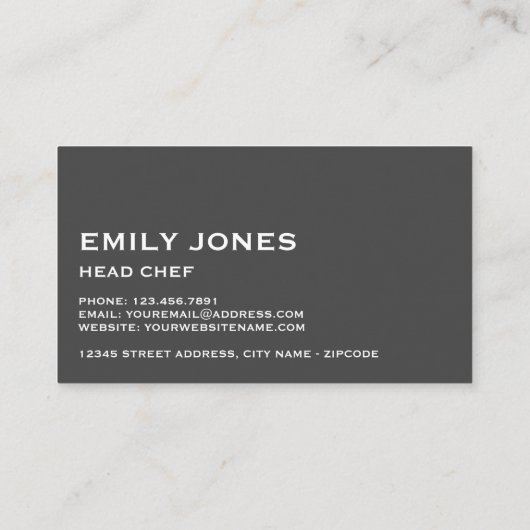 Rustieke klei zeepaardje, zeevruchten, chef-kok, k visitekaartje (Achterkant)