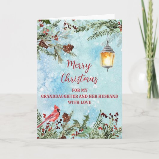 Rustieke kleindochter en echtgenoot Vrolijk Kerstf Kaart (Voorkant)
