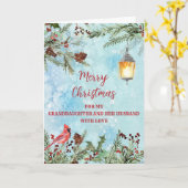 Rustieke kleindochter en echtgenoot Vrolijk Kerstf Kaart (Gele Bloem)