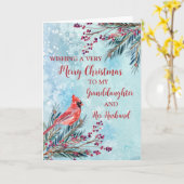 Rustieke kleindochter en haar man kerst kaart (Gele Bloem)