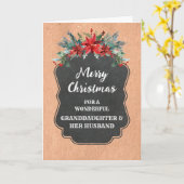 Rustieke kleindochter & haar man Vrolijk Kerstfees Kaart (Gele Bloem)