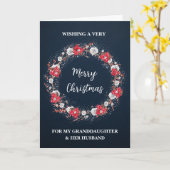 Rustieke kleindochter & haar man Vrolijk Kerstfees Kaart (Gele Bloem)