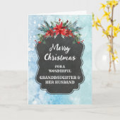 Rustieke kleindochter & haar man Vrolijk Kerstfees Kaart (Gele Bloem)