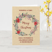 Rustieke kleindochter & haar man Vrolijk Kerstfees Kaart (Gele Bloem)