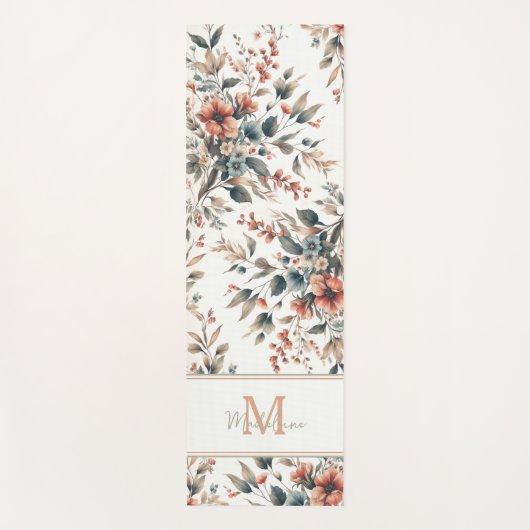 rustieke kleine bloemenpatroonnaam Monogram Yogamat (Voorkant)