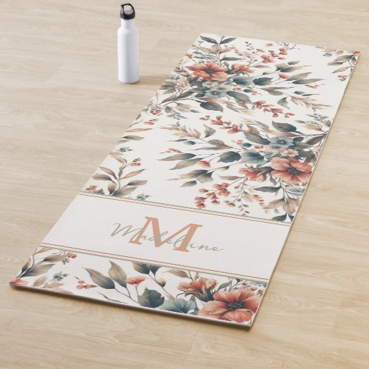  rustieke kleine bloemenpatroonnaam Monogram Yogamat (In situ)