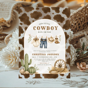 Rustieke Kleine Cowboy Acryl Baby Shower Uitnodigingen