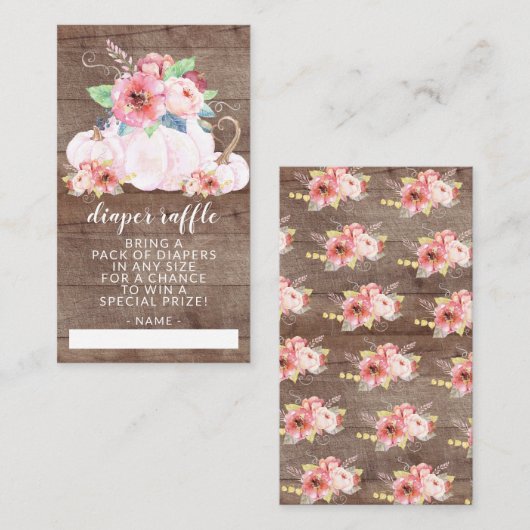 Rustieke Kleine Pompoen Baby shower Luier Raffle Informatiekaartje (Voorkant / Achterkant)