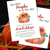 Rustieke Kleine Pompoen Bloemen Herfst Baby shower Kaart