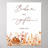 Rustieke kleine pompoen boeken en geschenken Baby  Poster (Voorkant)