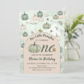 Rustieke kleine pompoen Herfst groen eerste verjaa Kaart (Staand voorkant)