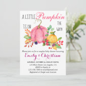 Rustieke Kleine Pompoen Herfst Koppel Baby Shower Kaart (Staand voorkant)