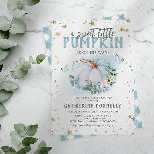 Rustieke Kleine Pompoen Jongen Baby Shower Uitnodi Kaart