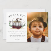 Rustieke Kleine Pompoen Verjaardagsfeest Foto Bedankkaart (Voorkant)