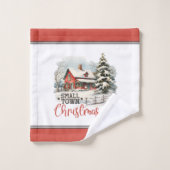 Rustieke kleine stad kerst boerderij bad handdoek (Wasdoekje)