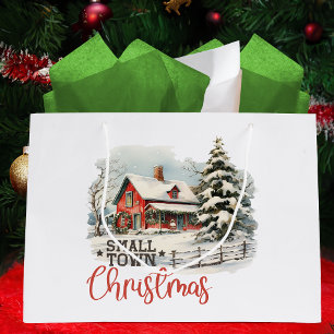 Rustieke kleine stad kerst boerderij groot cadeauzakje