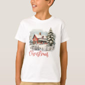 Rustieke kleine stad kerst boerderij Kinder T-shirt (Voorkant)