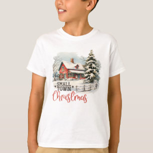 Rustieke kleine stad kerst boerderij Kinder T-shirt