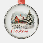 Rustieke kleine stad kerst boerderij metalen ornament (Voorkant)
