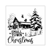 Rustieke kleine stad kerst boerderij rubberstempel (Afrduk)