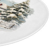 Rustieke kleine stad kerst boerderij snijplank (Hoek)