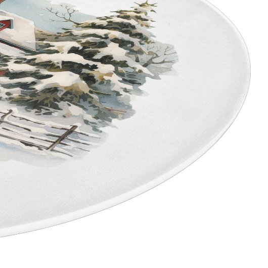 Rustieke kleine stad kerst boerderij snijplank (Hoek)