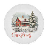 Rustieke kleine stad kerst boerderij snijplank (Voorkant)