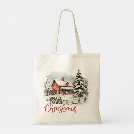 Rustieke kleine stad kerst boerderij tote bag (Achterkant)
