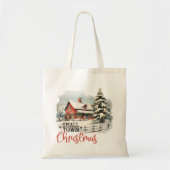 Rustieke kleine stad kerst boerderij tote bag (Voorkant)